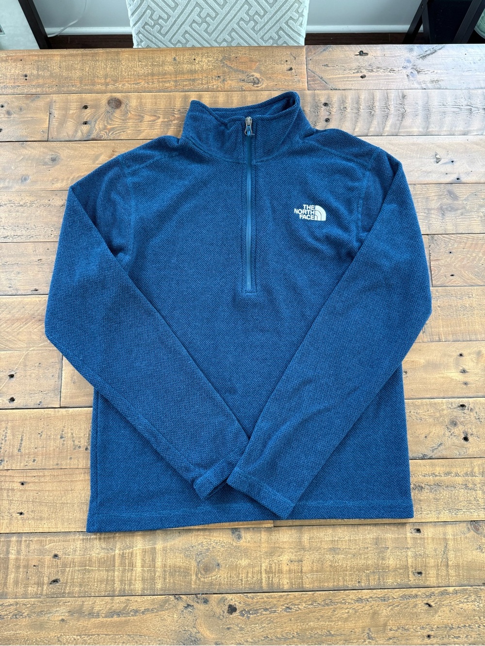 the north face men’s blue half zip, six